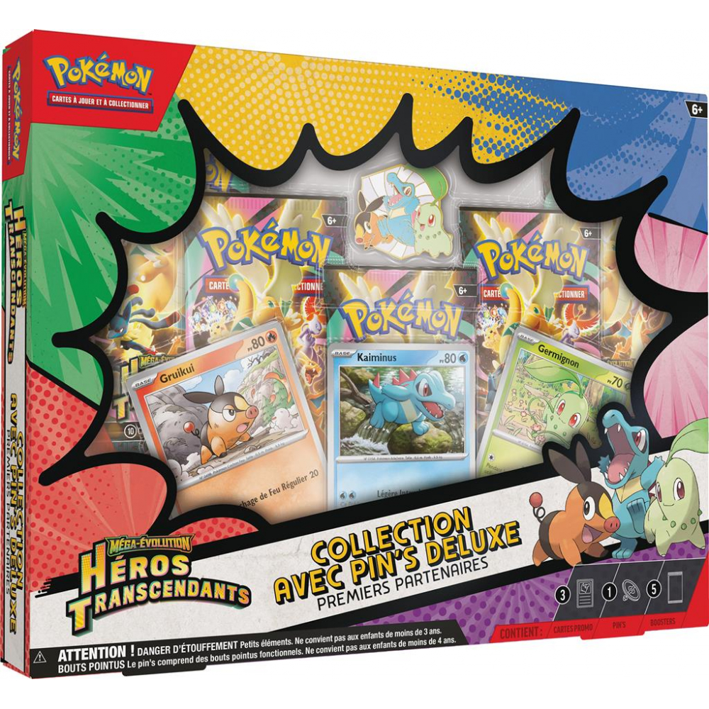 Pok�mon - Coffret 5 Boosters - ME2.5 : M�ga-�volution - H�ros Transcendants - Collection avec Pin's Deluxe - Premiers Partenaires 