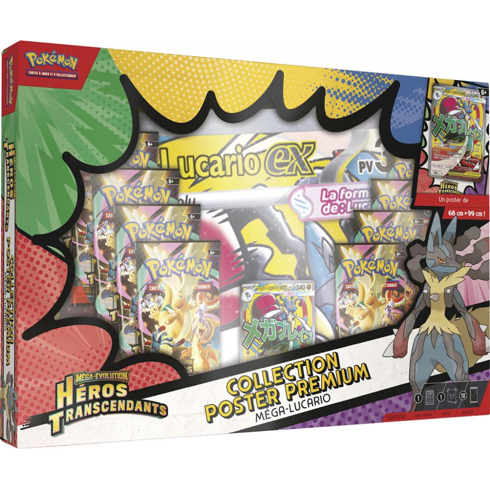 Pok�mon - Coffret 10 Boosters - ME2.5 : M�ga-�volution - H�ros Transcendants - Collection Poster Premium : M�ga-Lucario 