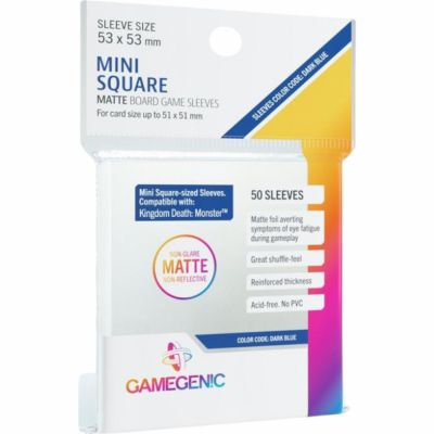 Prot�ges cartes Sp�ciaux  Matte Board Game Sleeves - Mini Square 53x53 (51x51mm) par 50 Anti-Reflets