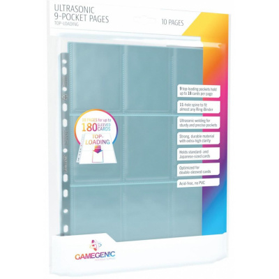 Classeurs et/ou Feuilles  Lot De 10 Feuilles De Classeur - Ultrasonic - 9 Cases  - Topload - Transparent