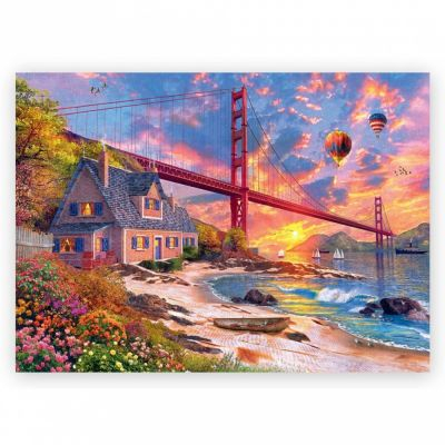 Puzzle R�flexion Trefl Woodcraft Origin : Sunset at Golden Gate (1000 pcs)