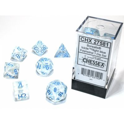 D�s et Gemmes Jeu de R�le Chessex - Set de 7 d�s - Assortiments Jeux de R�les  - Borealis - Icicle/light blue - CHX 27581