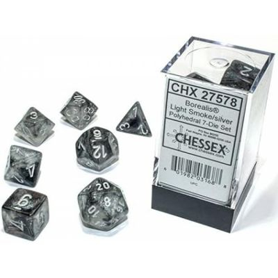 D�s et Gemmes Jeu de R�le Chessex - Set de 7 d�s - Assortiments Jeux de R�les  - Borealis - Light Smoke/silver - CHX 27578