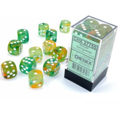 D�s et Gemmes Jeu de R�le Chessex - Set de 12 D�s - � 6 Faces Couleur - Nebula - Spring/white - CHX 27755