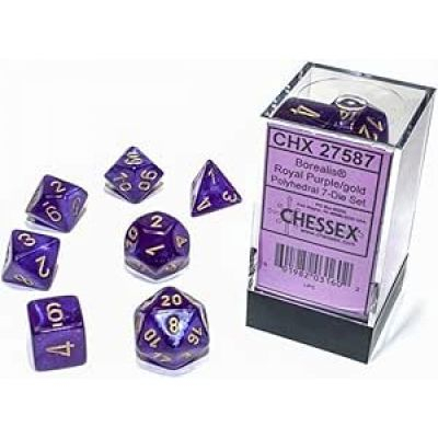 D�s et Gemmes Jeu de R�le Chessex - Set de 7 d�s - Assortiments Jeux de R�les  - Borealis - Royal Purple/gold - CHX 27587