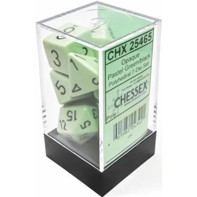 D�s et Gemmes Jeu de R�le Chessex - Set de 7 d�s - Assortiments Jeux de R�les  - Opaque - Pastel Green/black - CHX 25465