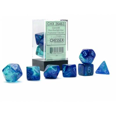 D�s et Gemmes Jeu de R�le Chessex - Set de 7 d�s - Assortiments Jeux de R�les  - Gemini - Blue-Blue/light blue - CHX26463