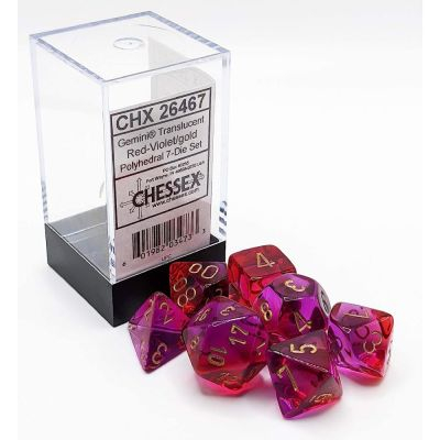 D�s et Gemmes Jeu de R�le Chessex - Set de 7 d�s - Assortiments Jeux de R�les  - Gemini Translucent - Red-Violet/gold - CHX26467