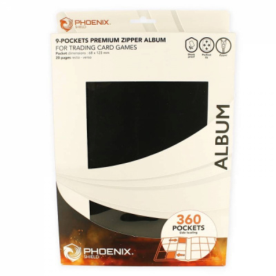 Portfolio A4 - 9 cases  Zip Album - SideLoad - Noir - 360 Cases - Premium (20 Pages De 18 Cases)