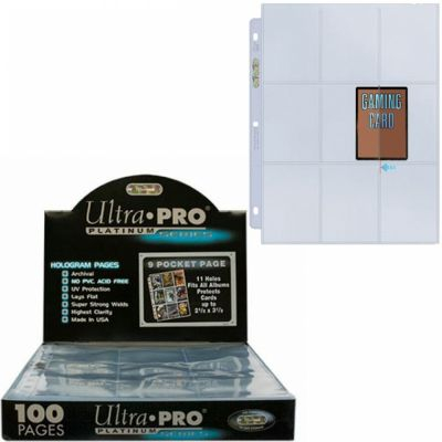 Classeurs et/ou Feuilles  Lot de 100 feuilles - 9 Cases - Chargement Lat�ral